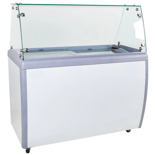 Maple Leaf 50" Ice Cream Dipping Cabinet / Freezer with Curved Glass Sneeze Guard- 8  Tubs Capacity