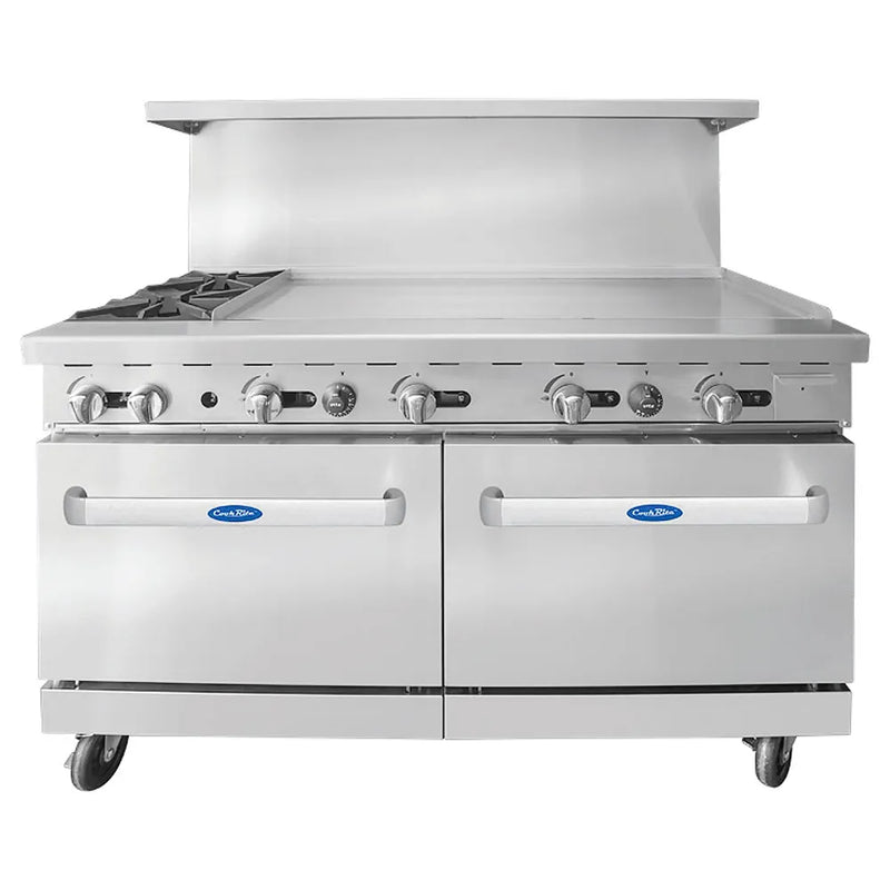 Atosa AGR-2B48GR 60" Natural Gas/Propane 2 Burners With 48" Griddle Stove Top Range