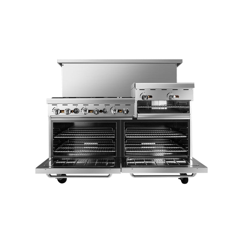 Atosa AGR-6B24RGB 60" Natural Gas/Propane 6 Burner With 24" Raised Griddle Stove Top Range