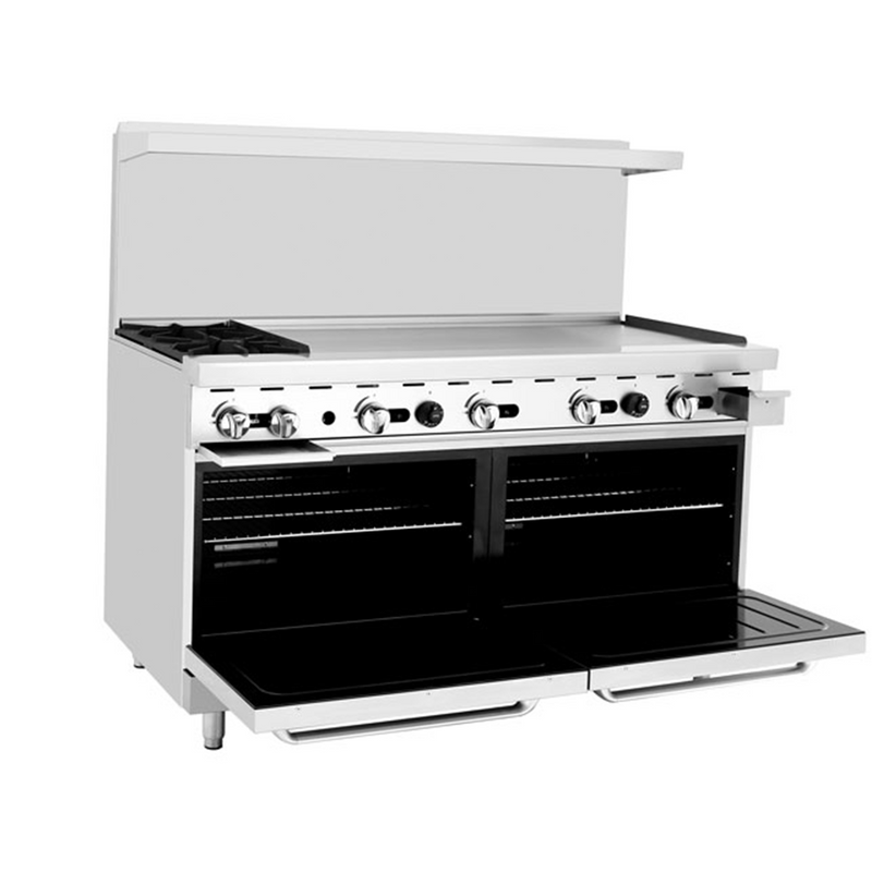 Atosa AGR-2B48GR 60" Natural Gas/Propane 2 Burners With 48" Griddle Stove Top Range