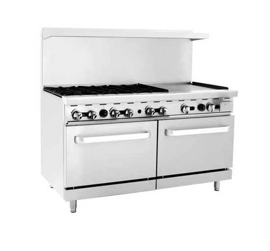 Omega Natural Gas 4 Burners with 24 Griddle Stove Top Range