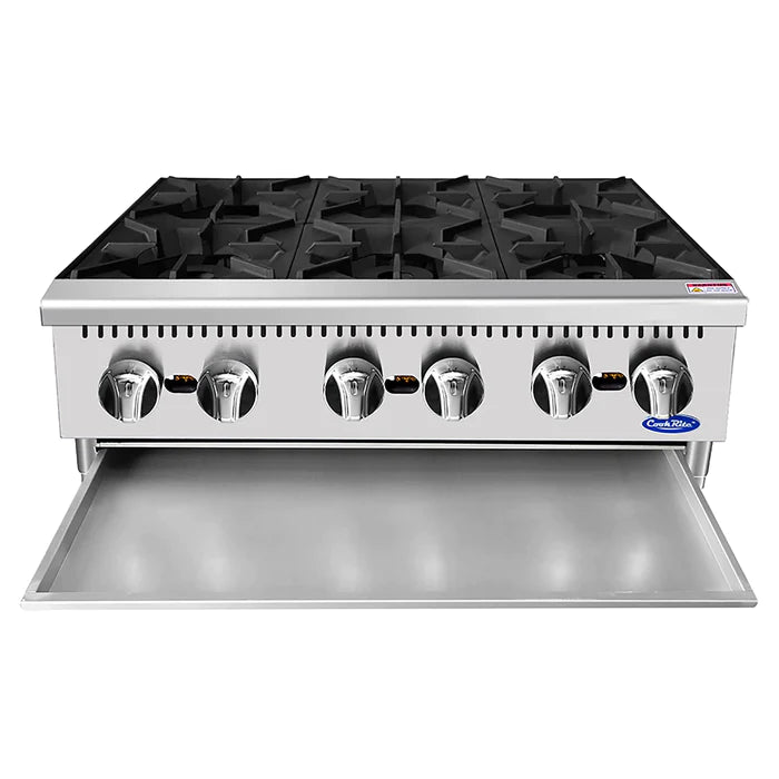 Atosa ACHP-6 Natural Gas/Propane 6 Burner Hot Plate - 32,000 BTUs Per Burner