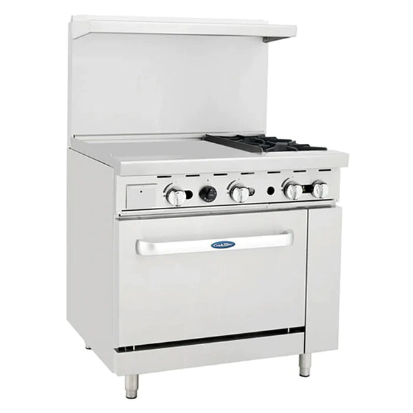 Atosa AGR-2B24GL 36" Natural Gas/Propane 2 Burners(Right) + 24" Griddle(Left) Stove Top Range