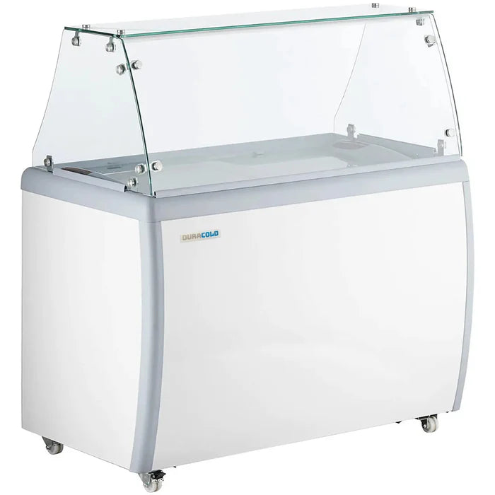 Duracold DIPC-50 Ice Cream Dipping Cabinet/Gelato Freezer - 8 Tub/9 Pan Capacity, With or Without Sneeze Guard