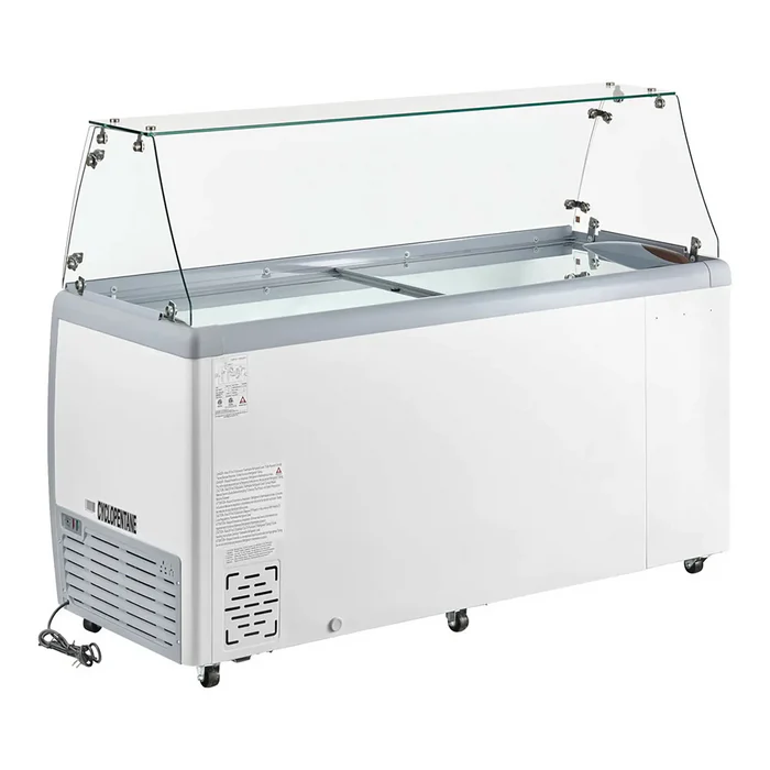 Duracold DIPC-60 Ice Cream Dipping Cabinet/Gelato Freezer - 10 Tub/9 Pan Capacity, With or Without Sneeze Guard