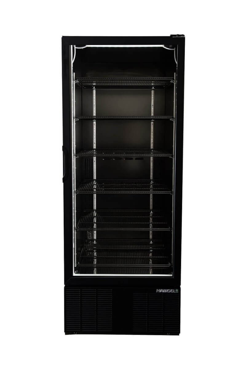 Habco ESM28HCTD-BLK 30" Black Single Full Height Glass Door Display Merchandising Refrigerator