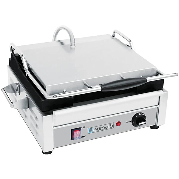 Eurodib SFE Series Medium Single 15" x 11" Ribbed or Flat Grill Surface Press Panini Grill- 120V