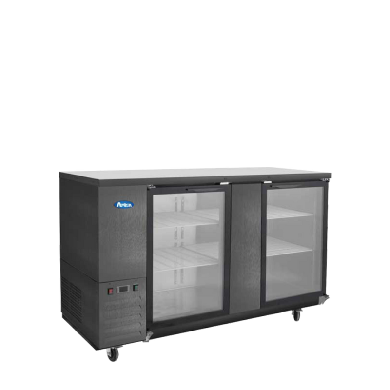 Atosa SBB69GGRAUS2 68″ Black Shallow Depth Double Glass Door Back Bar Cooler