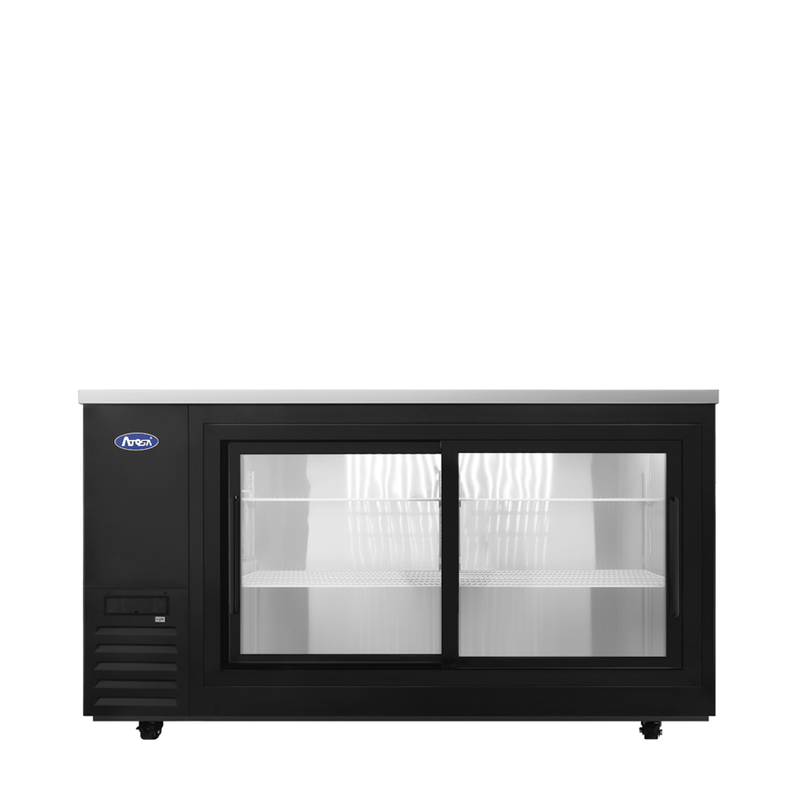 Atosa SBB69SGGRAUS2 68″ Black Shallow Depth Double Sliding Door Back Bar Cooler