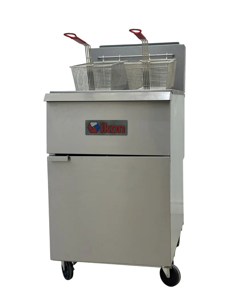 Ikon IGF-40/40-2 Natural Gas 40Lbs Capacity per Tank Split Tank Fryer - 120,000 BTU