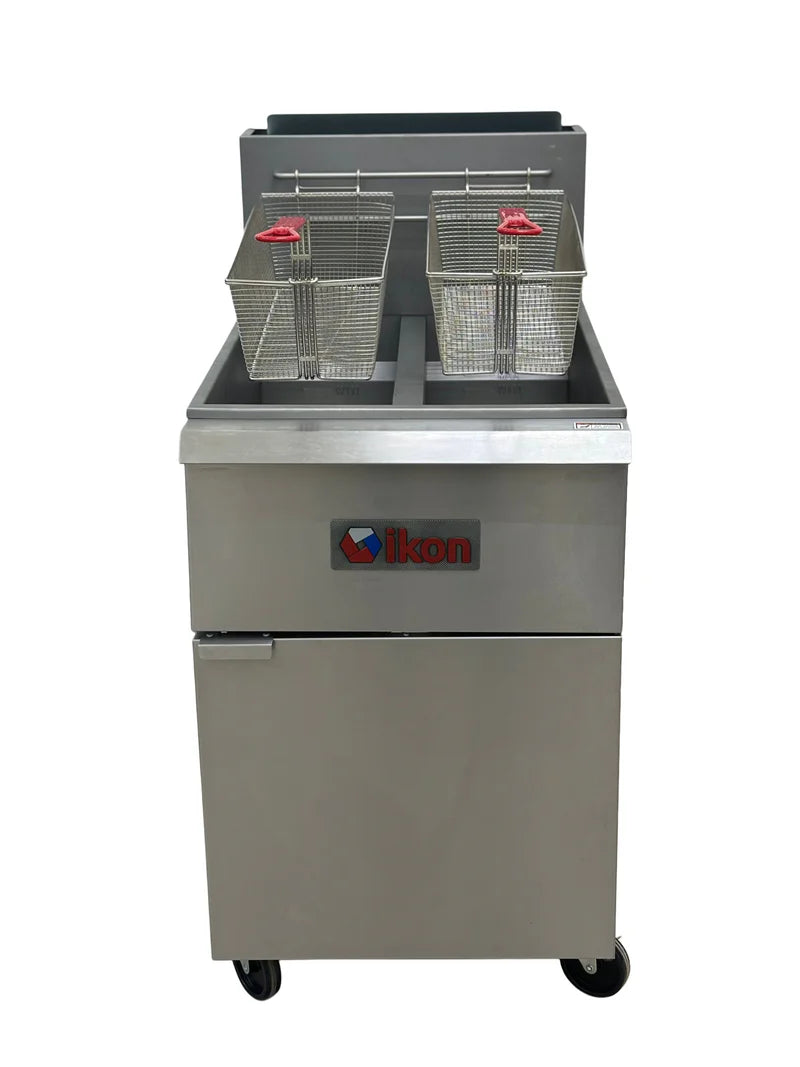 Ikon IGF-40/40-2 Natural Gas 40Lbs Capacity per Tank Split Tank Fryer - 120,000 BTU