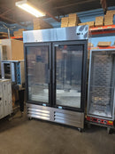 Maple Leaf Double Glass Door 54" Wide Stainless Steel Freezer