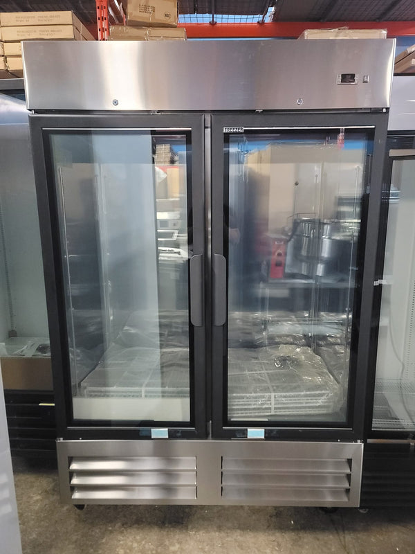 Maple Leaf Double Glass Door 54" Wide Stainless Steel Freezer