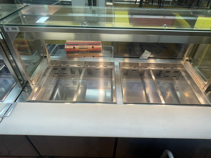 Used 60" Wide Mega Top Double Door Refrigerated Sandwich Prep Table With Sneeze Guard