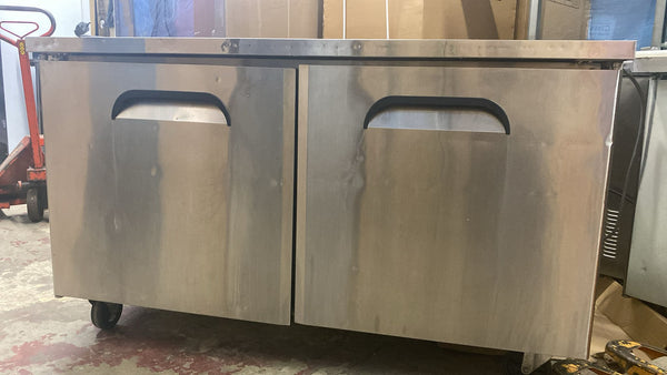 Used 60" Wide Double Door Undercounter Freezer/Prep Table