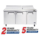 Atosa MSF8308GR Triple Door 72" Refrigerated Mega Top Sandwich Prep Table