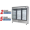 Atosa MCF8708GR 81″ Triple Swing Glass Door Stainless Steel Refrigerator