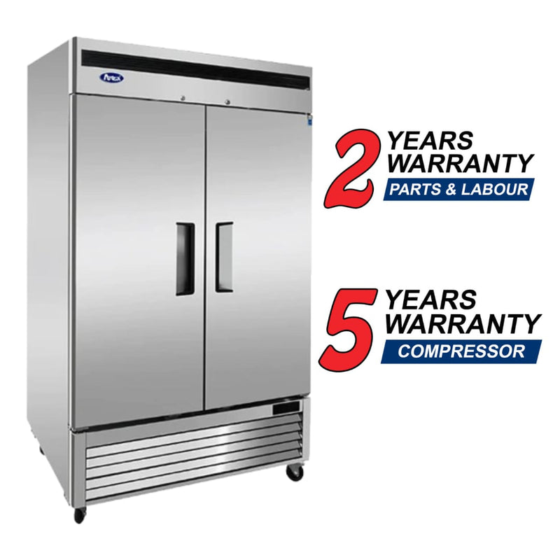 Atosa MBF8507GR Bottom Mount 54" Wide Double Solid Door Stainless Steel Refrigerator