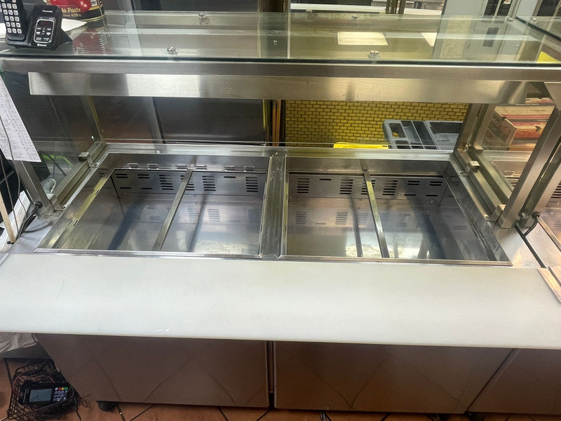 Used 60" Wide Mega Top Double Door Refrigerated Sandwich Prep Table With Sneeze Guard