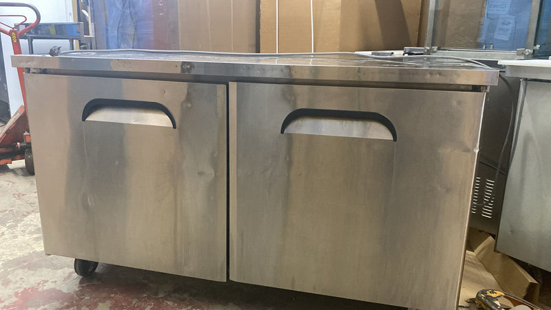 Used 60" Wide Double Door Undercounter Freezer/Prep Table