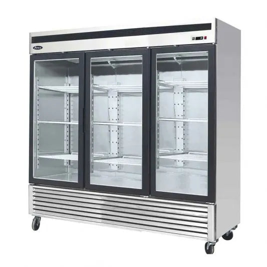 Atosa MCF8708GR 81″ Triple Swing Glass Door Stainless Steel Refrigerator