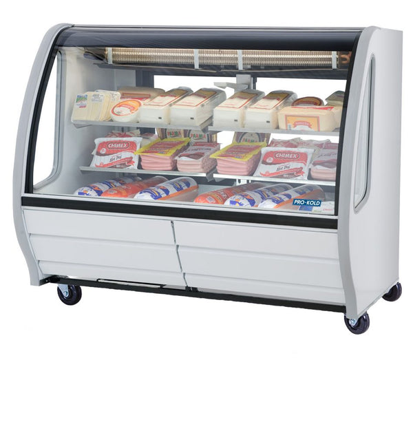 Pro-Kold DDC-60 Curved Glass 56" Refrigerated Deli Case - Available in White, Black or S/S Finish