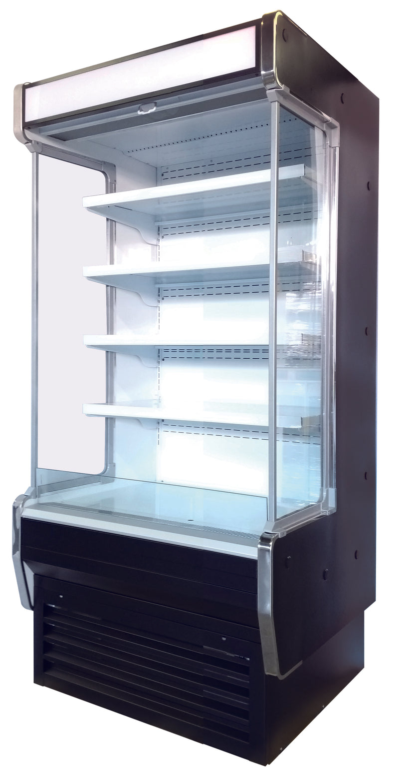 Windchill Pro Refrigerated Grab And Go 36" Wide Open Display Merchandiser/Cooler with Glass Sides