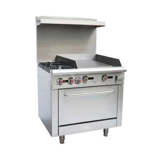 Blue Flame HFSO36-24G Commercial 36" Natural Gas/Propane 2 Burners with 24" Griddle Stove Top Range