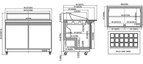 North-Air Double Door 48" Refrigerated Mega Top Sandwich Prep Table