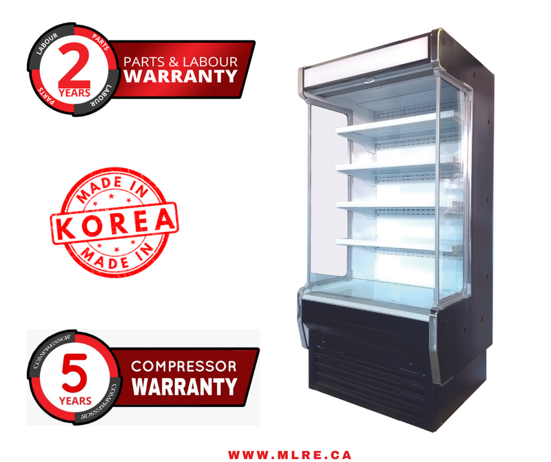 Windchill Pro Refrigerated Grab And Go 36" Wide Open Display Merchandiser/Cooler with Glass Sides