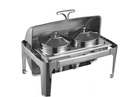 Omega AT61383-CAA Deluxe Full Size Roll Top Stainless Steel Chafing Dish Soup Set with 2 Soup Inserts